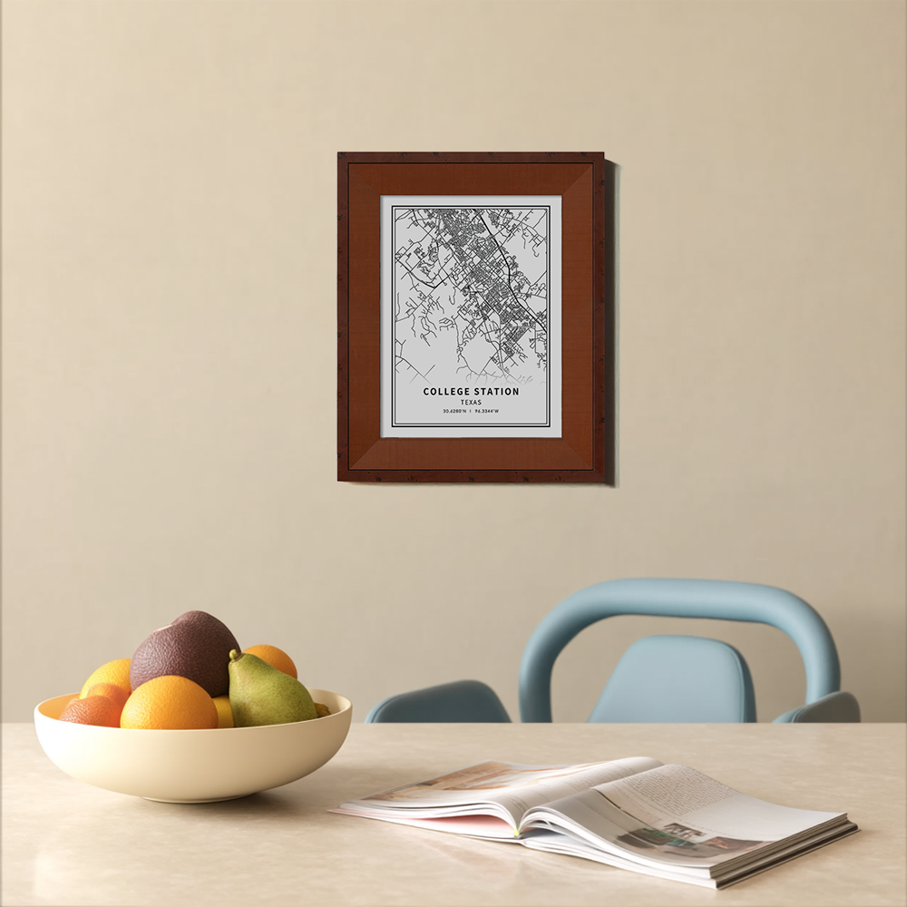 Minimalist College Station City Map Line Art Print