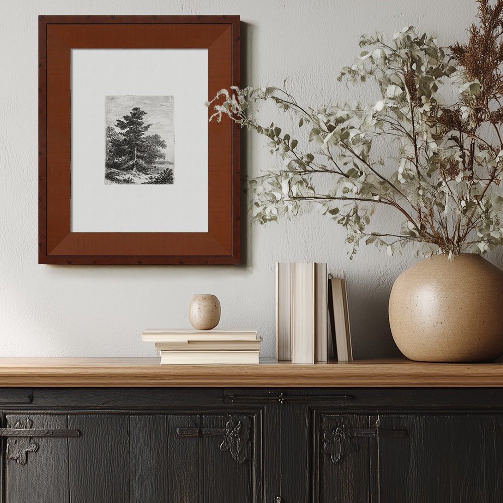 Solitary Pine Sentinel Etching Reverie