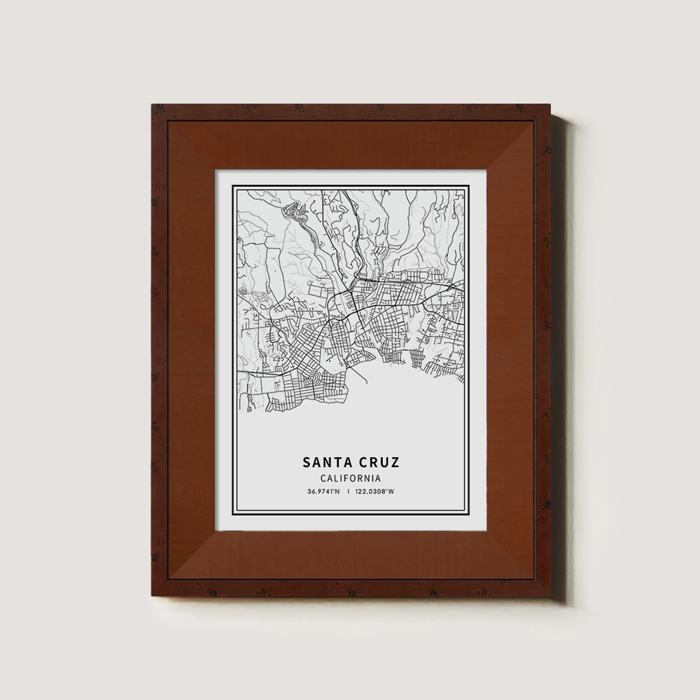 Minimalist Santa Cruz City Map Line Art Print