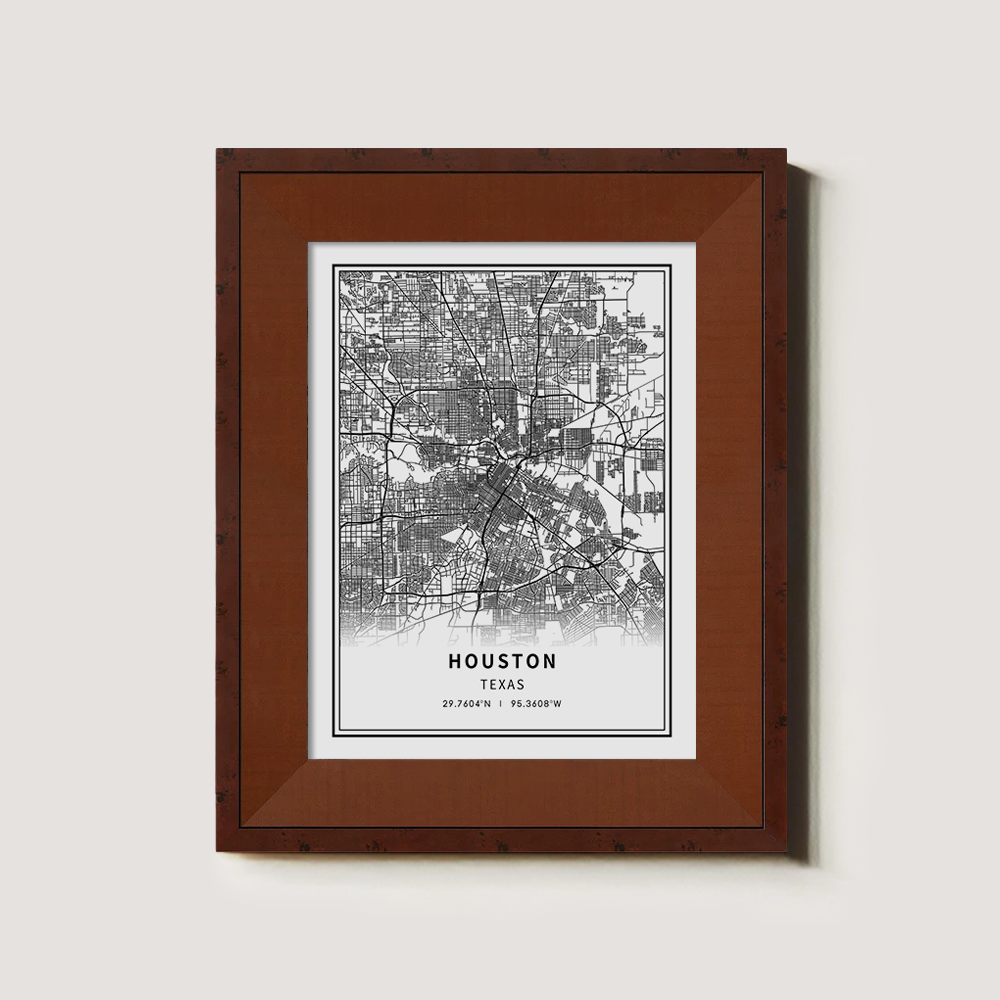 Minimalist Houston City Map Line Art Print