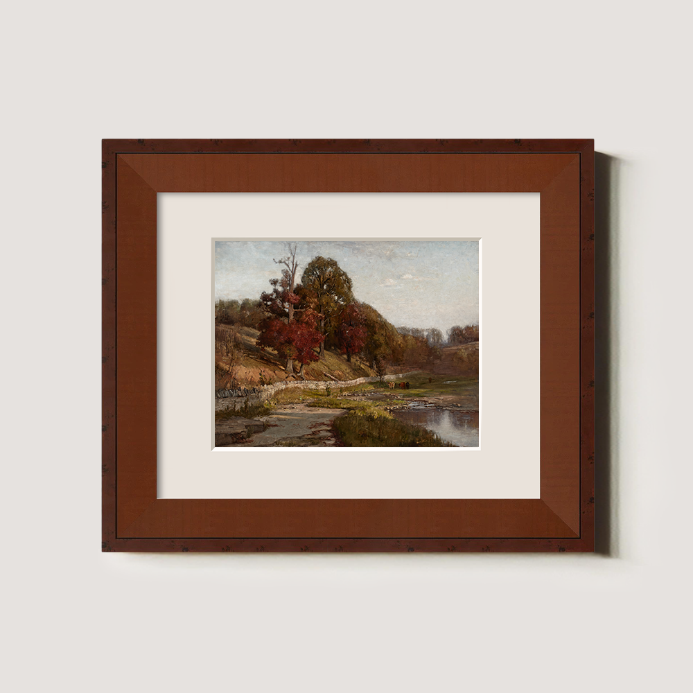 Hushed Autumn Stream Reverie Watercolor Vista