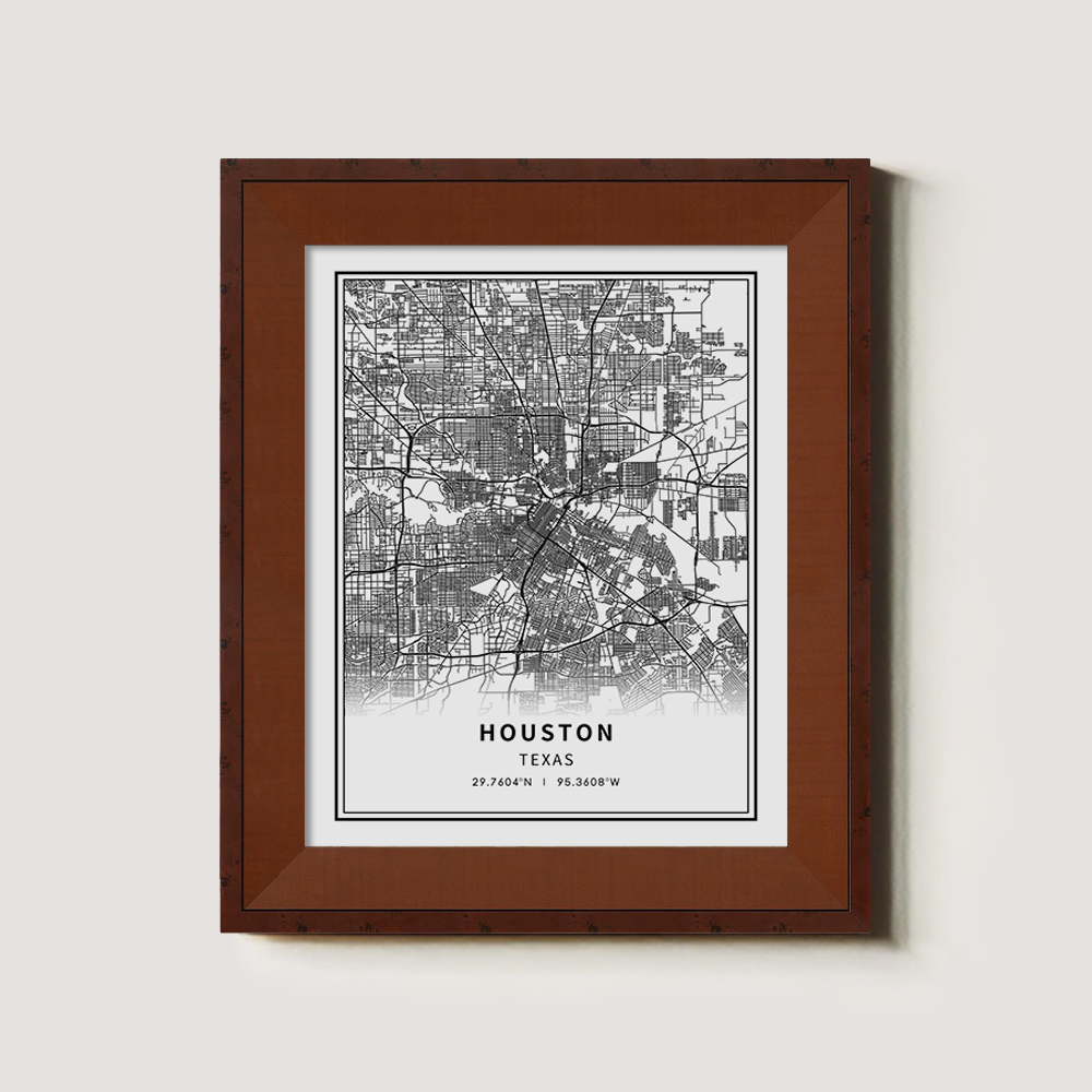 Minimalist Houston City Map Line Art Print