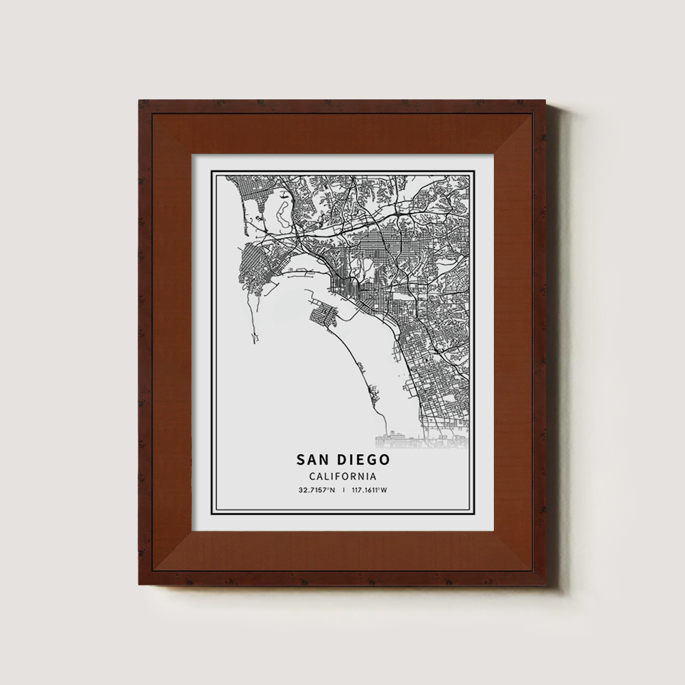 Minimalist San Diego City Map Line Art Print