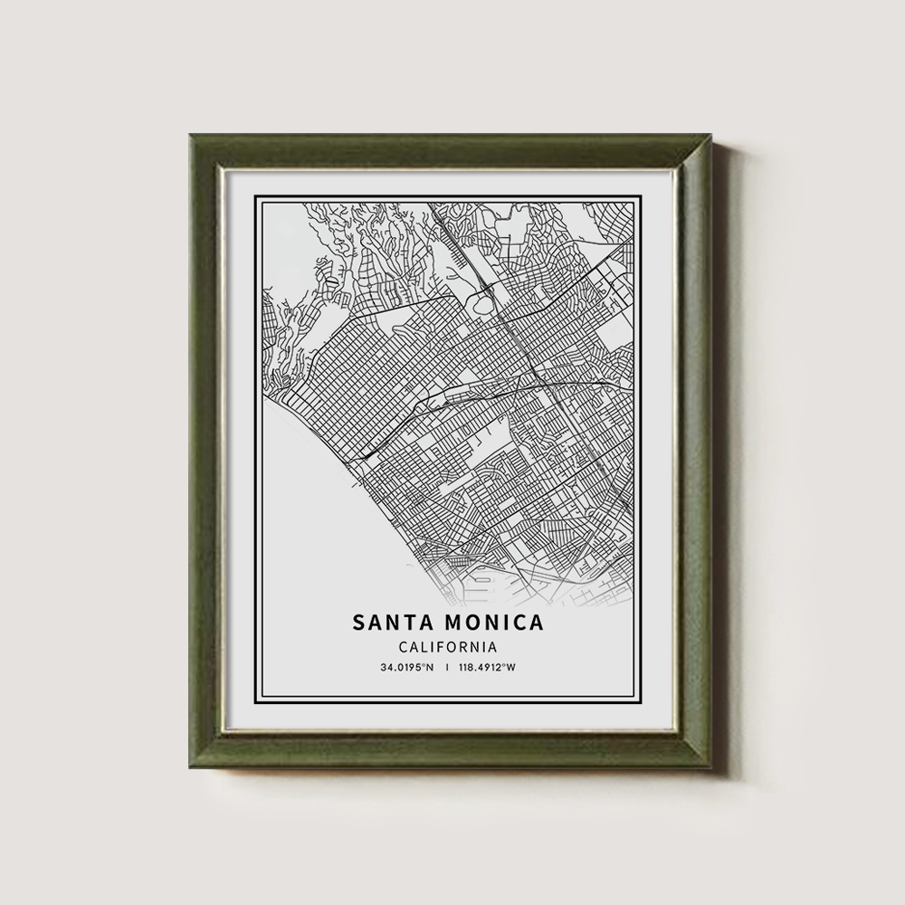 Minimalist Santa Monica City Map Line Art Print