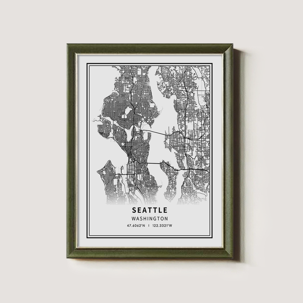 Minimalist Seattle City Map Line Art Print