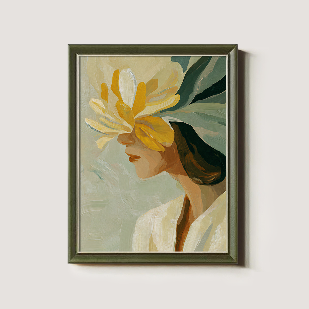 Hidden Face Portrait with Expressive Yellow Blossom