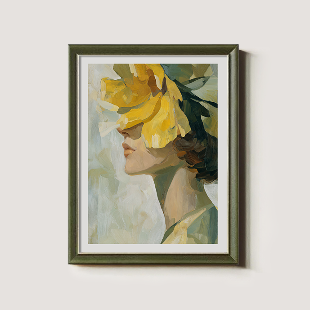 Portrait with Hidden Face and Yellow Flower
