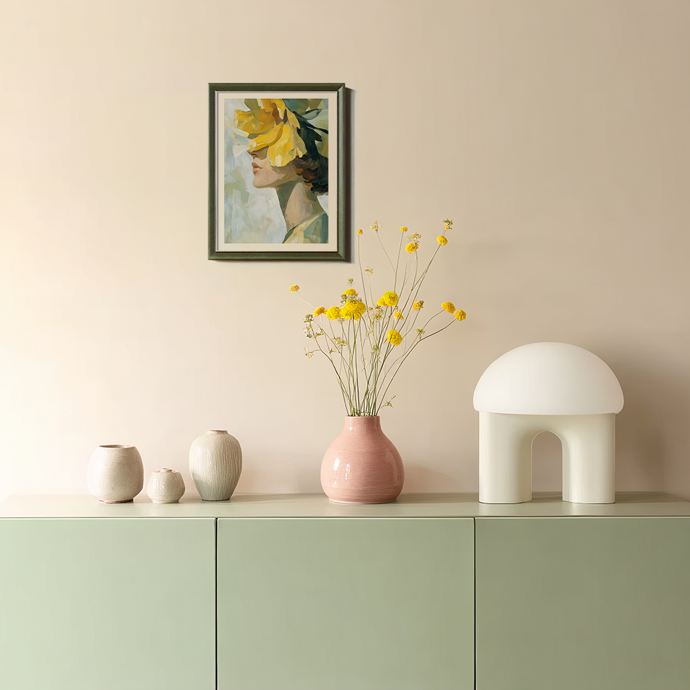 Portrait with Hidden Face and Yellow Flower