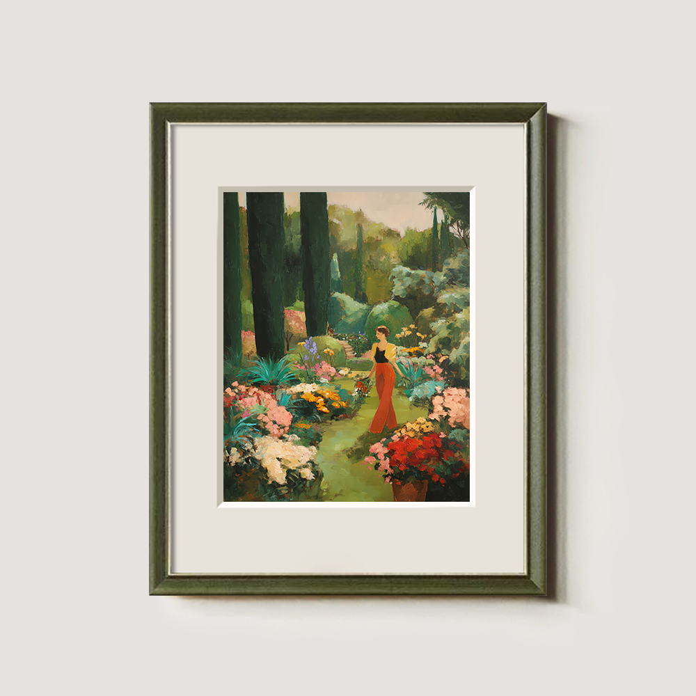 Dreamy Cypress Garden Wander Watercolor Idyll