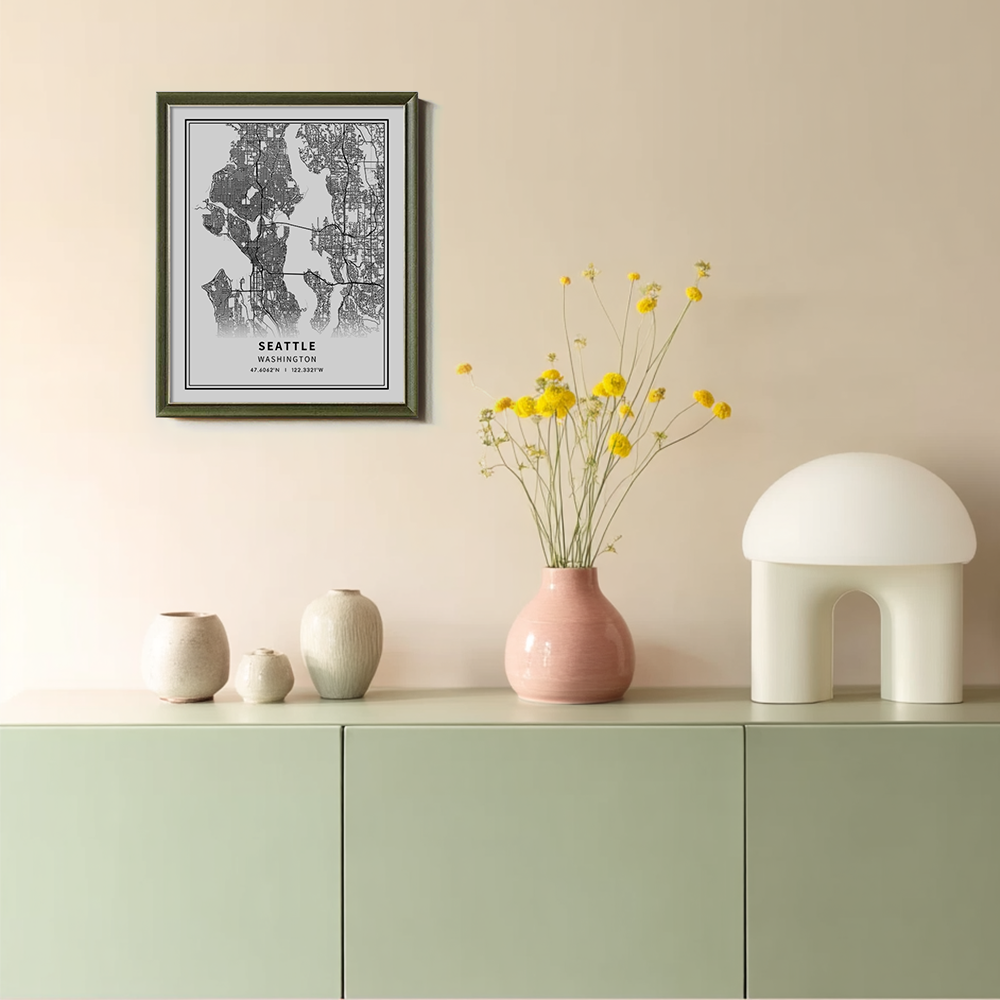 Minimalist Seattle City Map Line Art Print