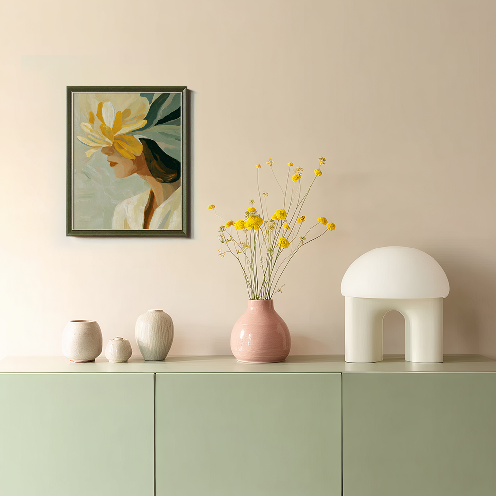 Hidden Face Portrait with Expressive Yellow Blossom