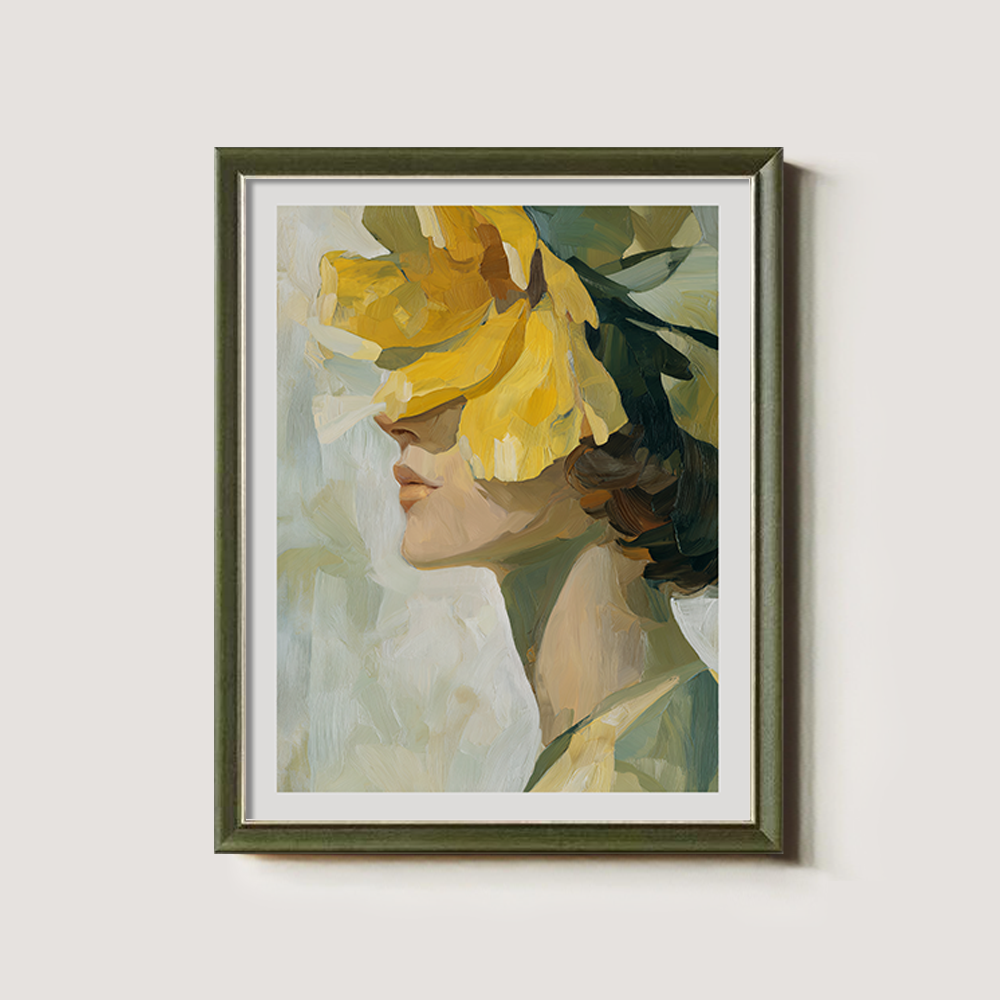 Portrait with Hidden Face and Yellow Flower