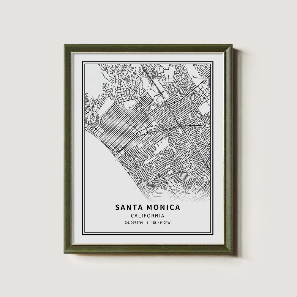 Minimalist Santa Monica City Map Line Art Print