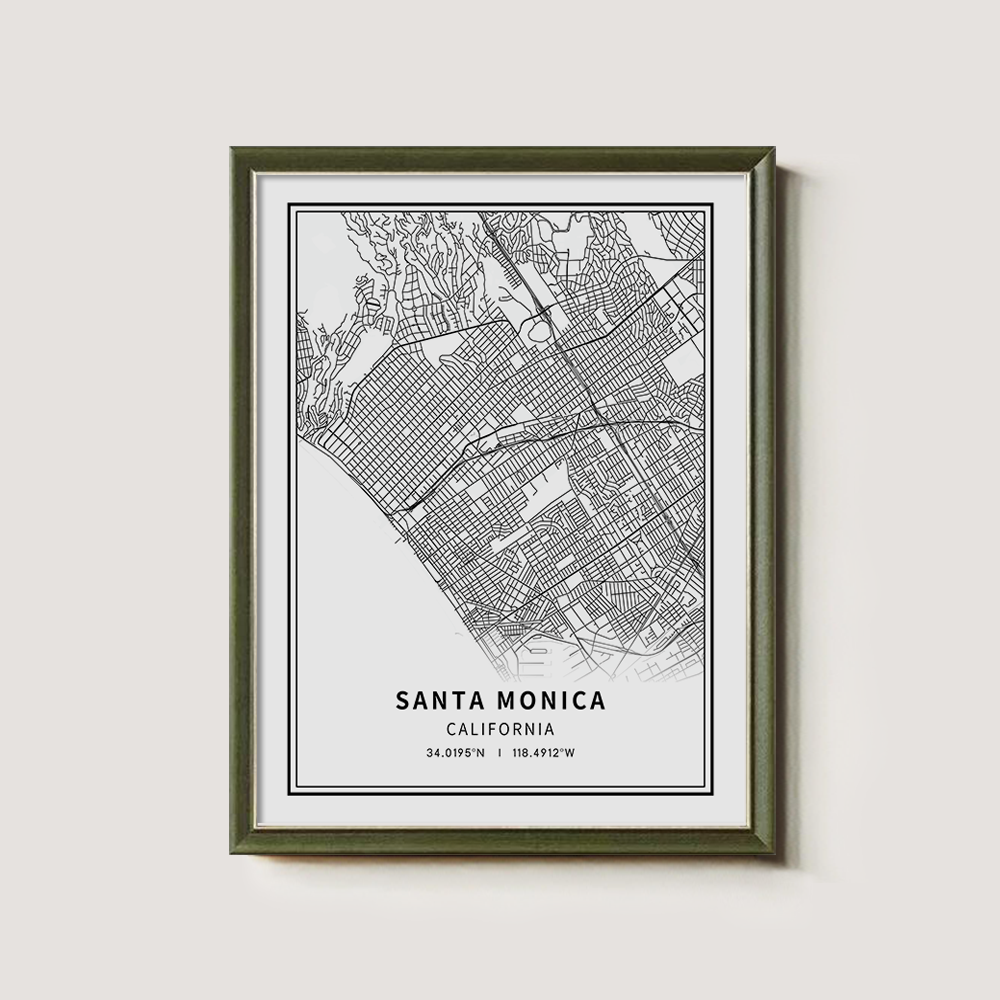 Minimalist Santa Monica City Map Line Art Print