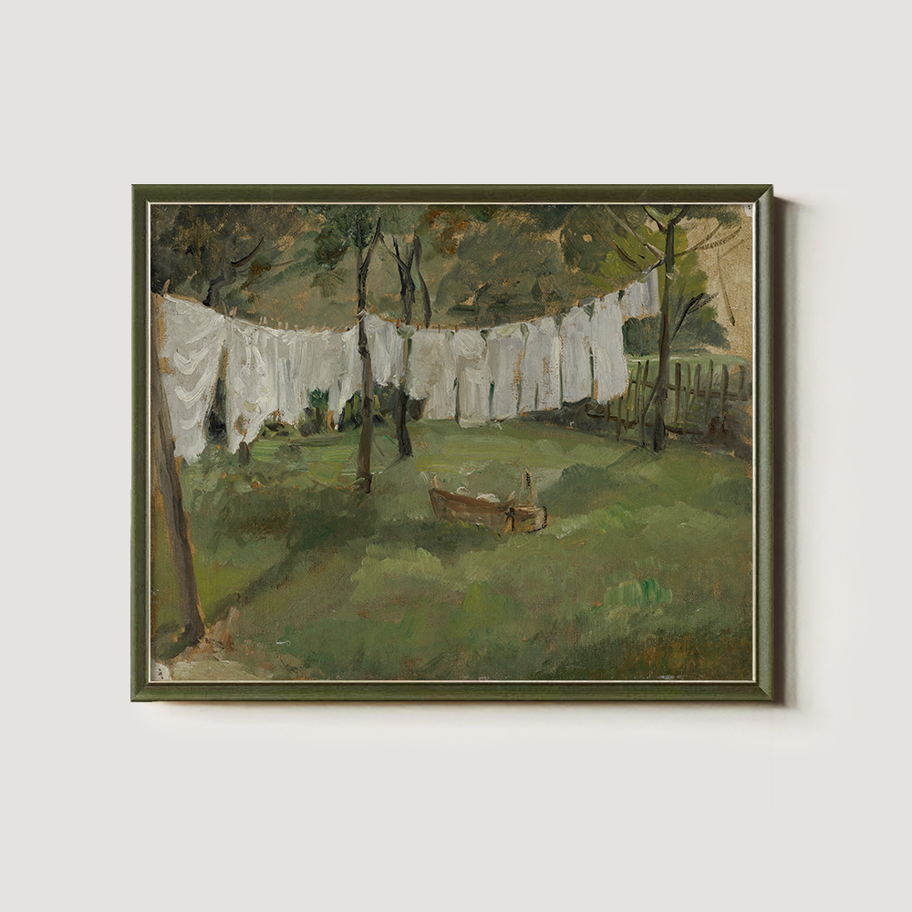 Tranquil Garden Laundry Day with Billowing Linens