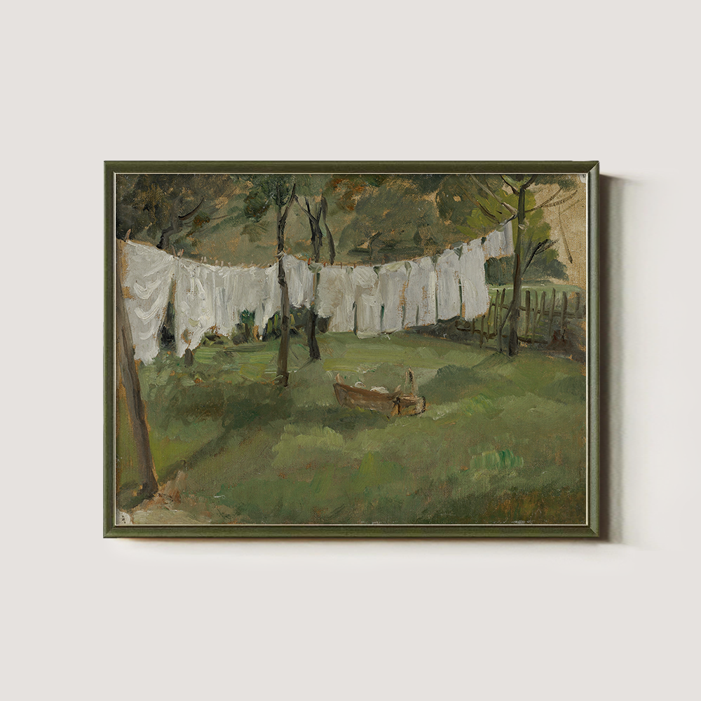 Tranquil Garden Laundry Day with Billowing Linens