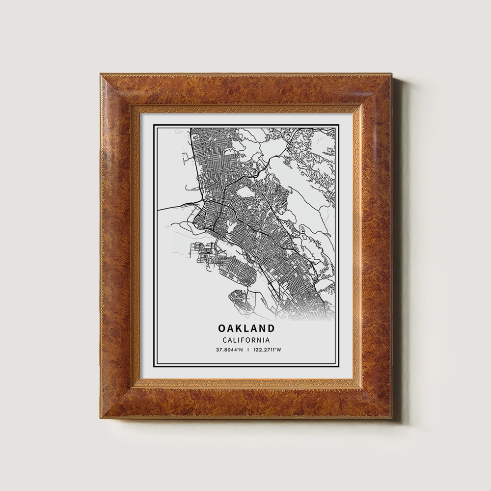 Minimalist Oakland City Map Line Art Print
