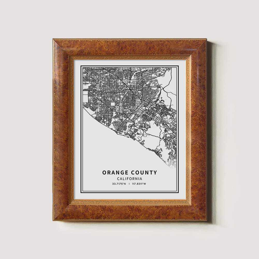 Minimalist Orange County Map Line Art Print