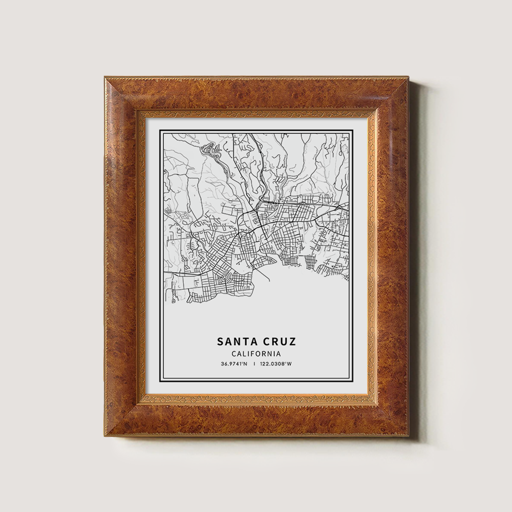 Minimalist Santa Cruz City Map Line Art Print