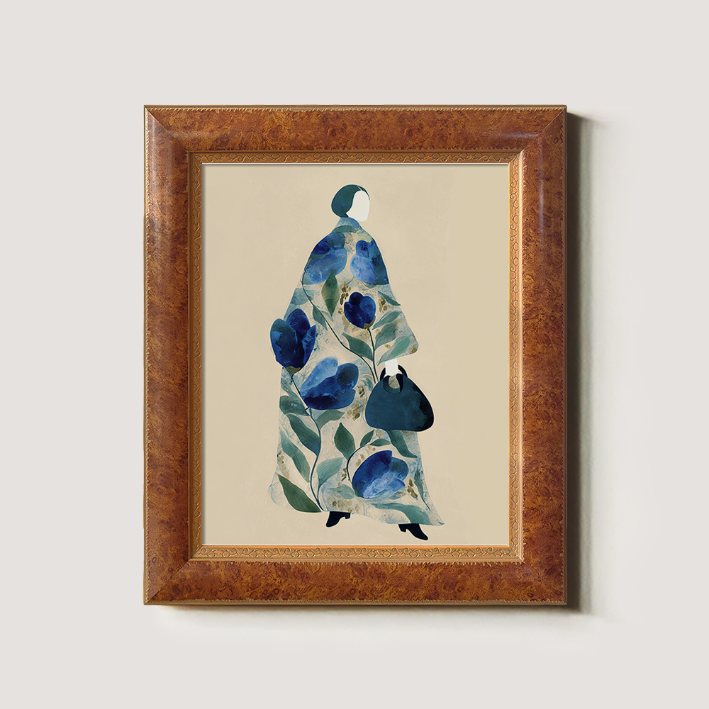 Hydrangea Kimono Silhouette - Blue Floral Study II