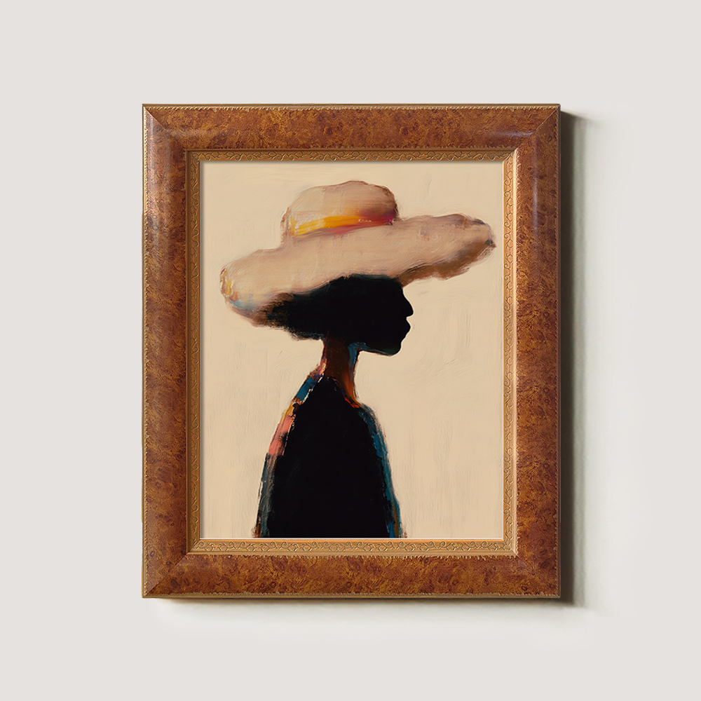 Abstract Silhouette in Wide-Brimmed Hat