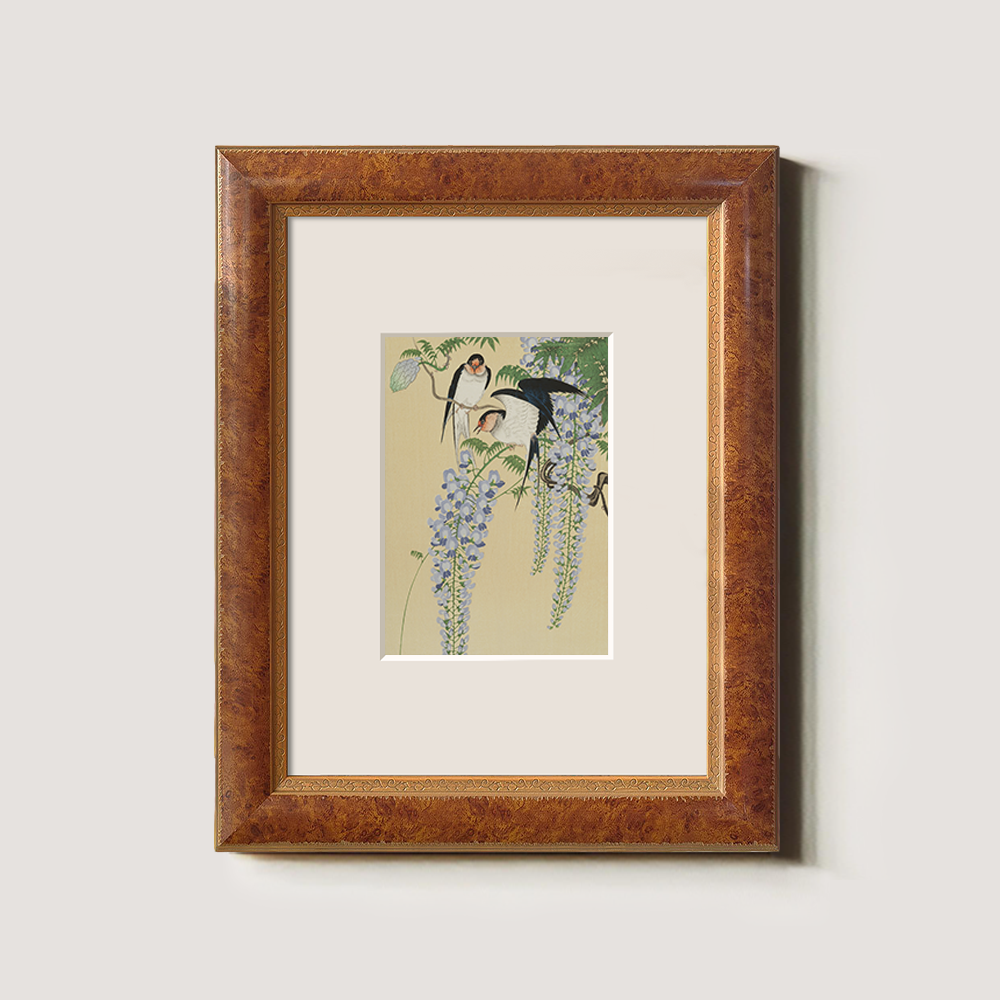 Swallows and Wisteria Trellis - Ukiyo-e Spring Scene