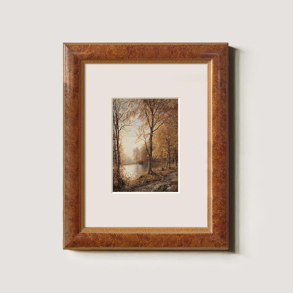 Misty Autumn Lakeside Reverie Watercolor Idyll