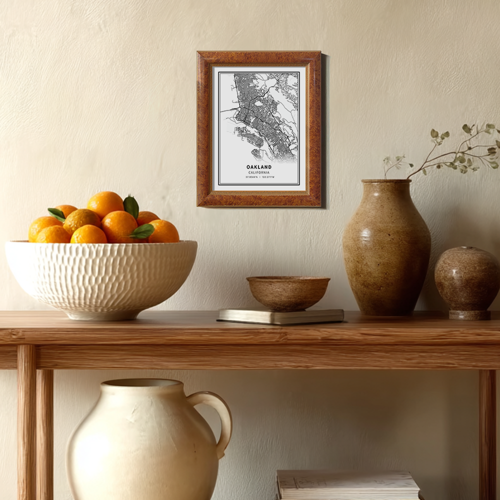 Minimalist Oakland City Map Line Art Print