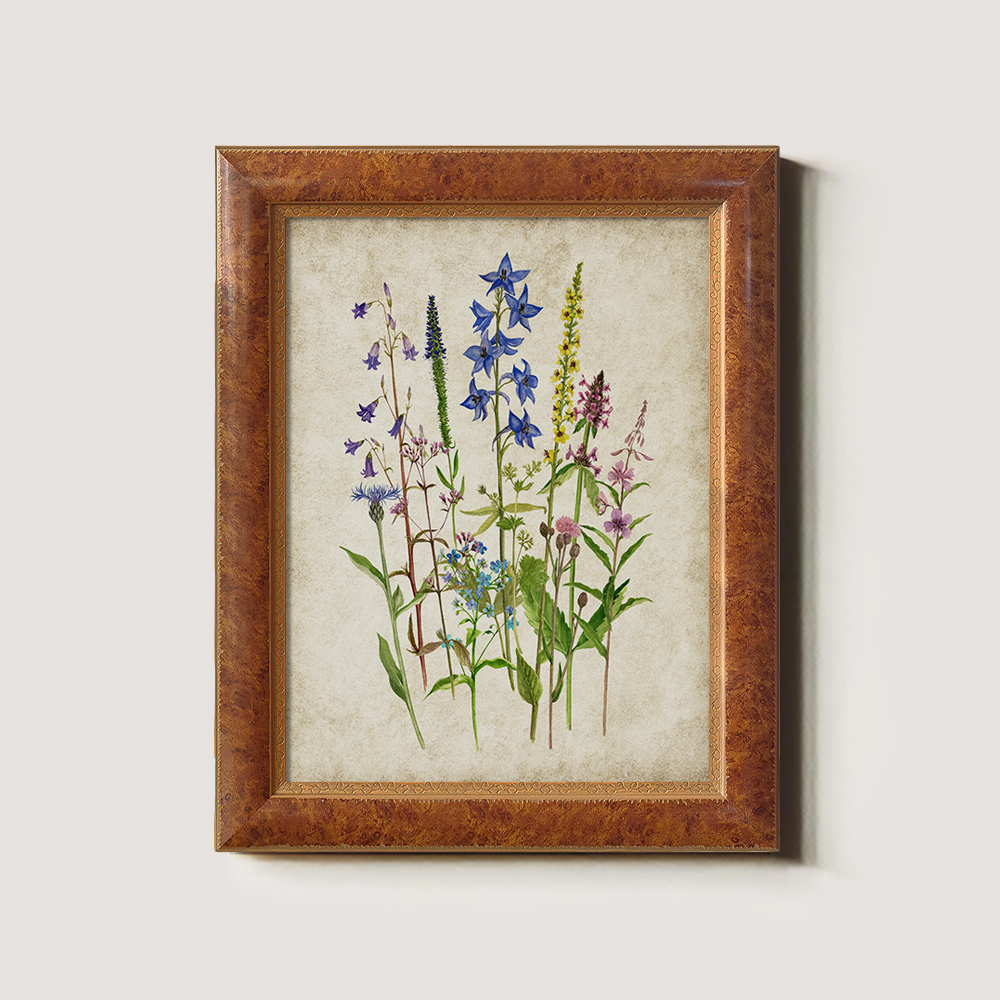 Ethereal Blue Spire Bouquet Watercolor Study