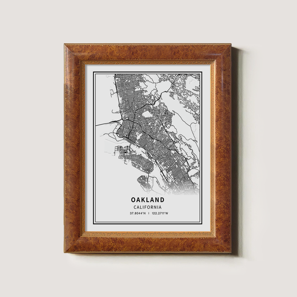 Minimalist Oakland City Map Line Art Print