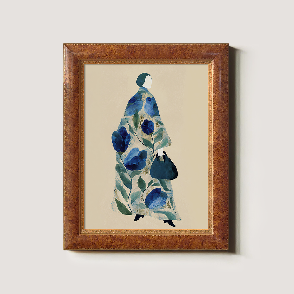 Hydrangea Kimono Silhouette - Blue Floral Study II