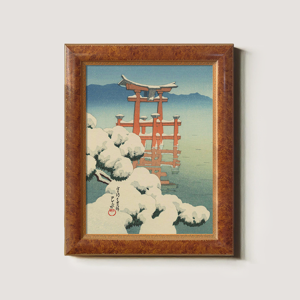 Snow-Covered Torii Gate at Miyajima