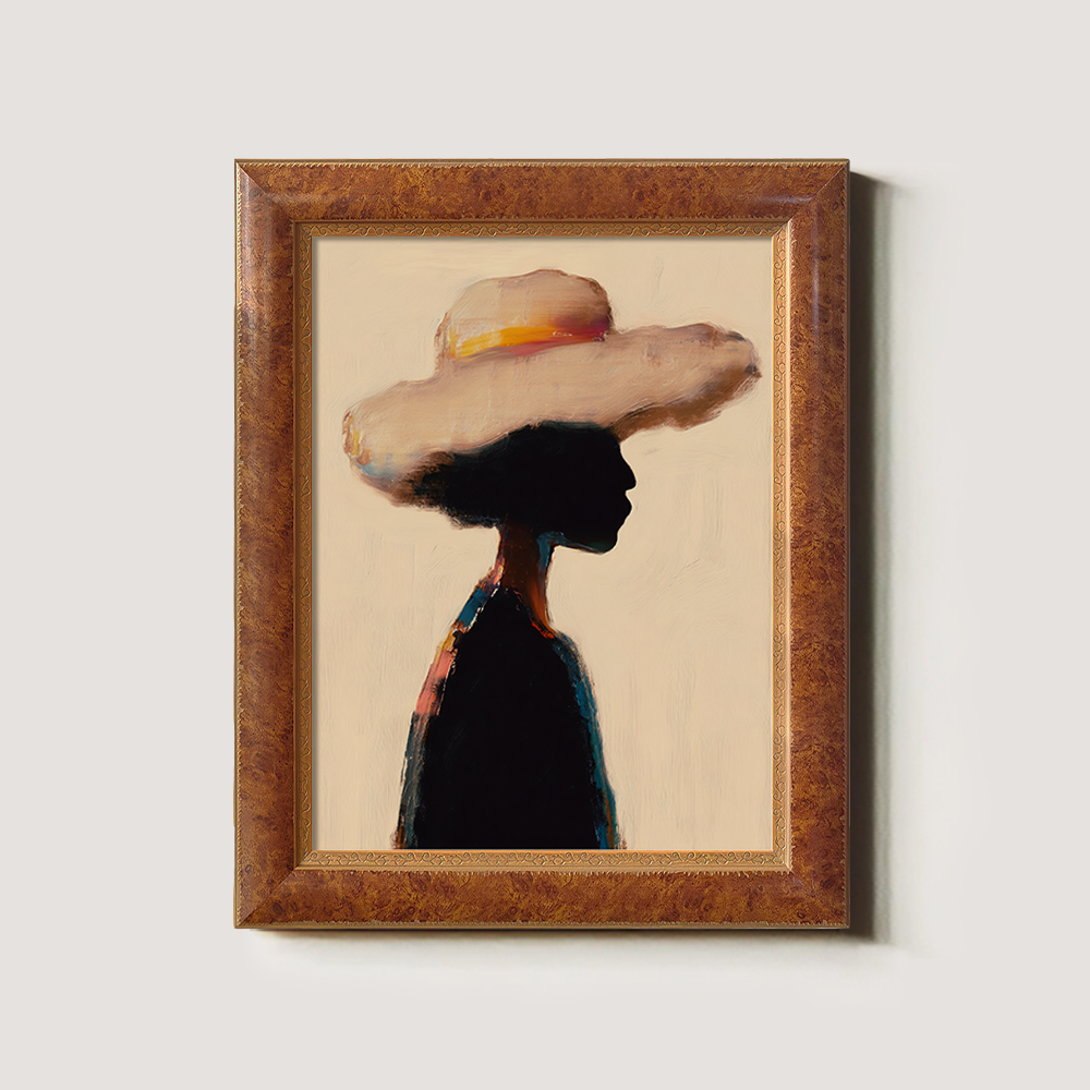 Abstract Silhouette in Wide-Brimmed Hat