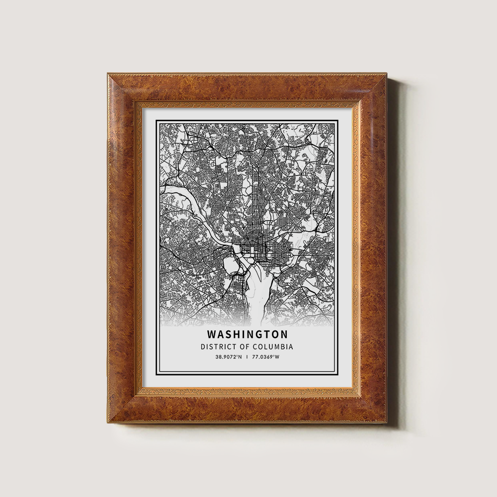 Minimalist Washington D.C. City Map Line Art Print