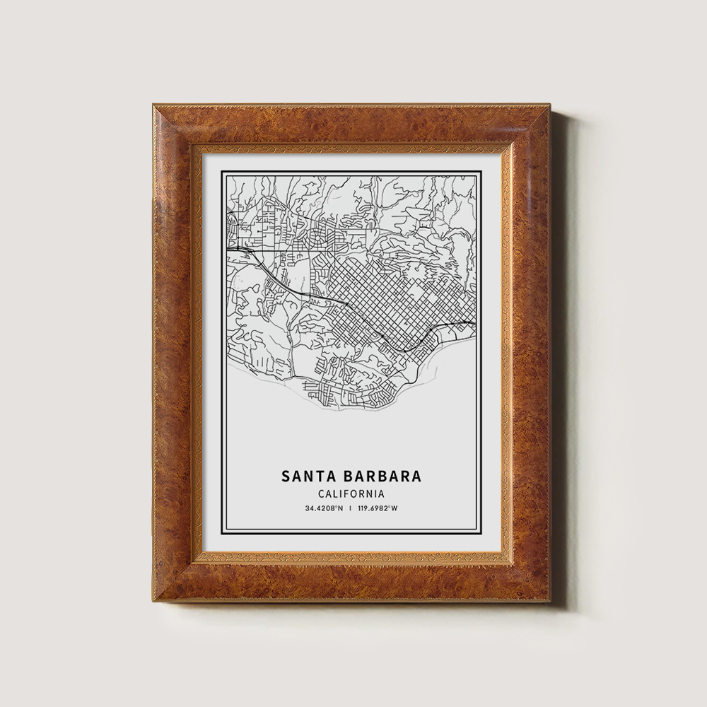 Minimalist Santa Barbara City Map Line Art Print