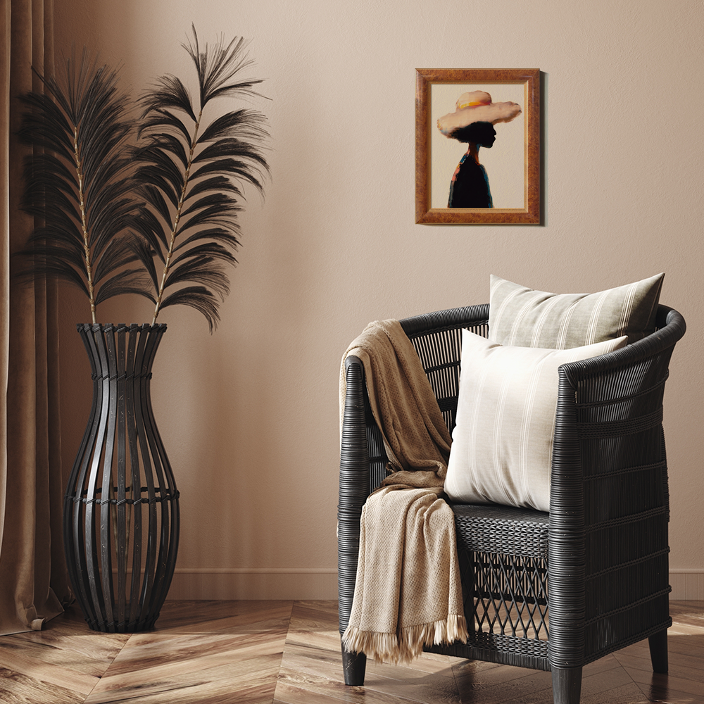 Abstract Silhouette in Wide-Brimmed Hat