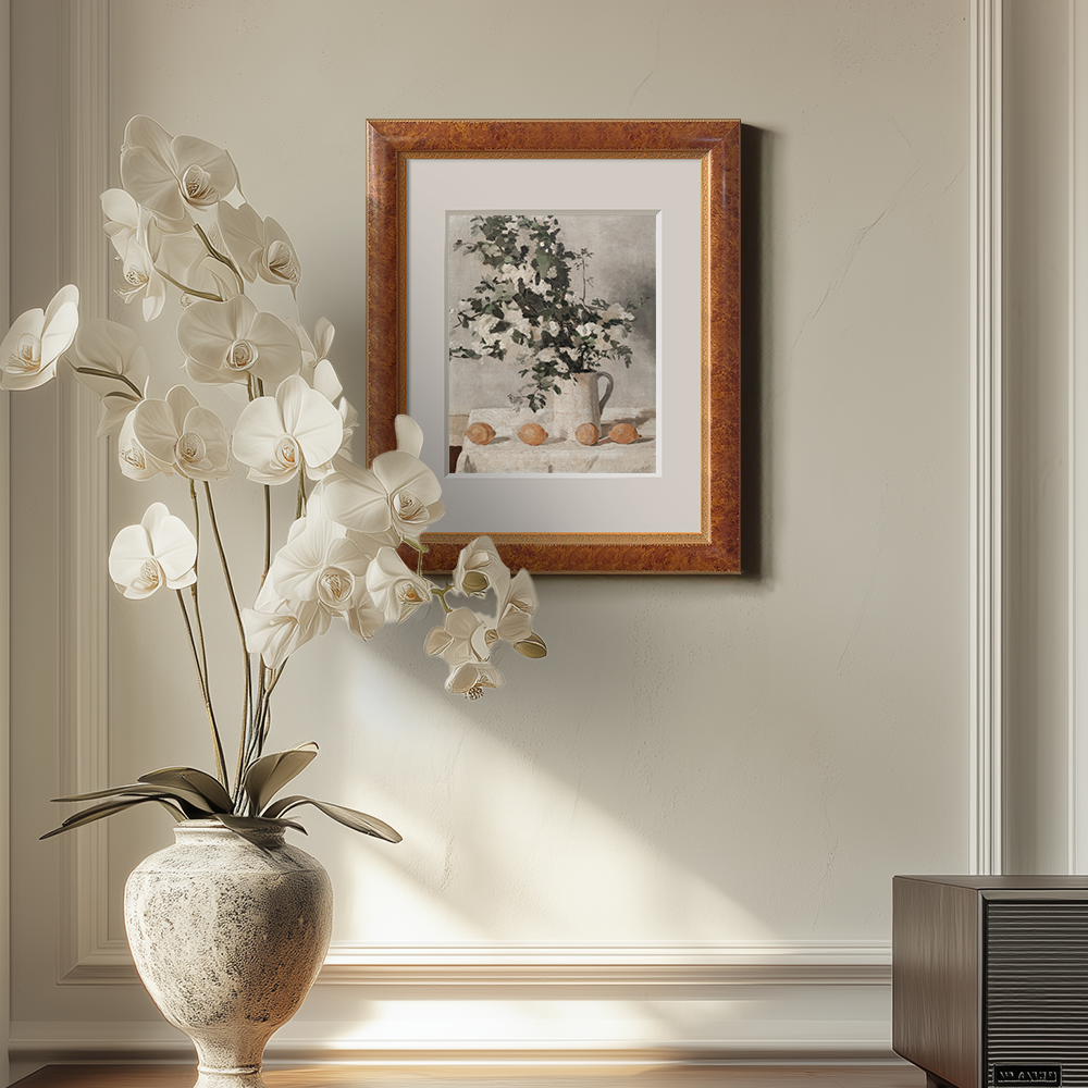 Ethereal White Flower Bouquet with Ripe Oranges