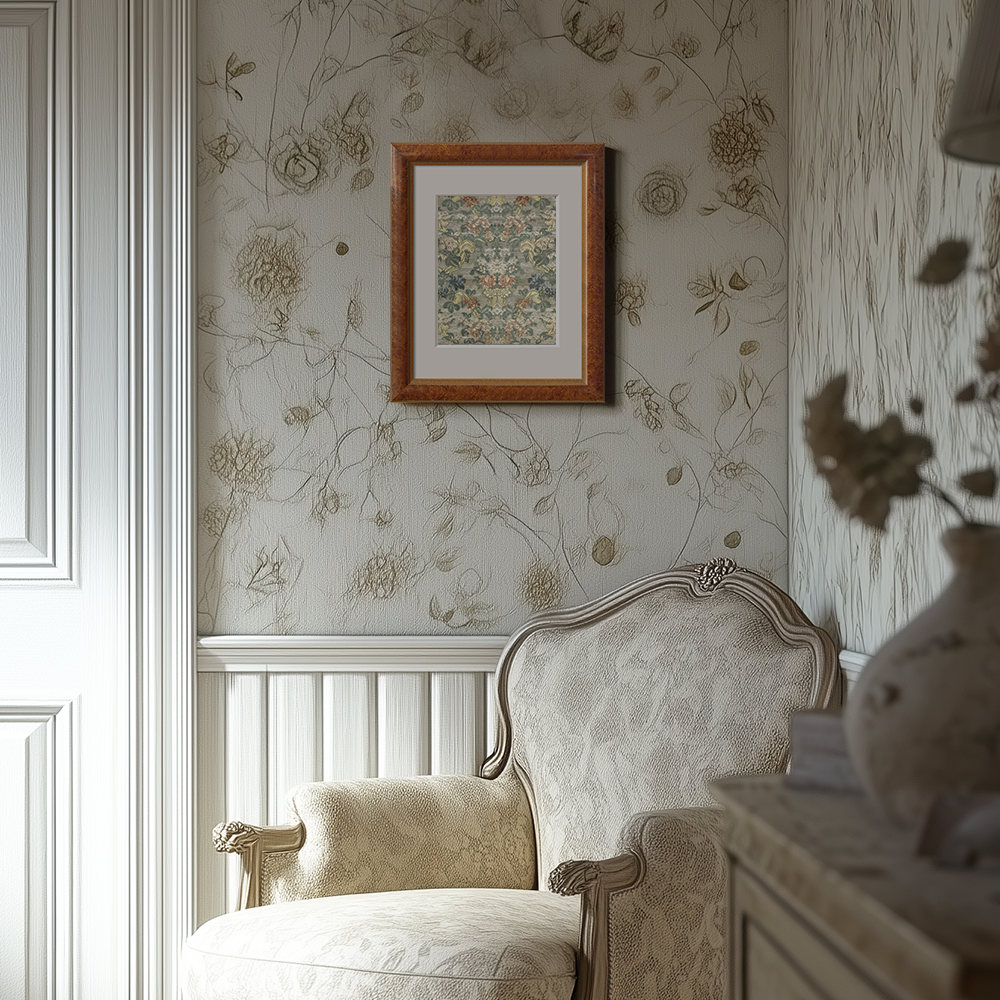 Vintage Floral Damask Textile Pattern