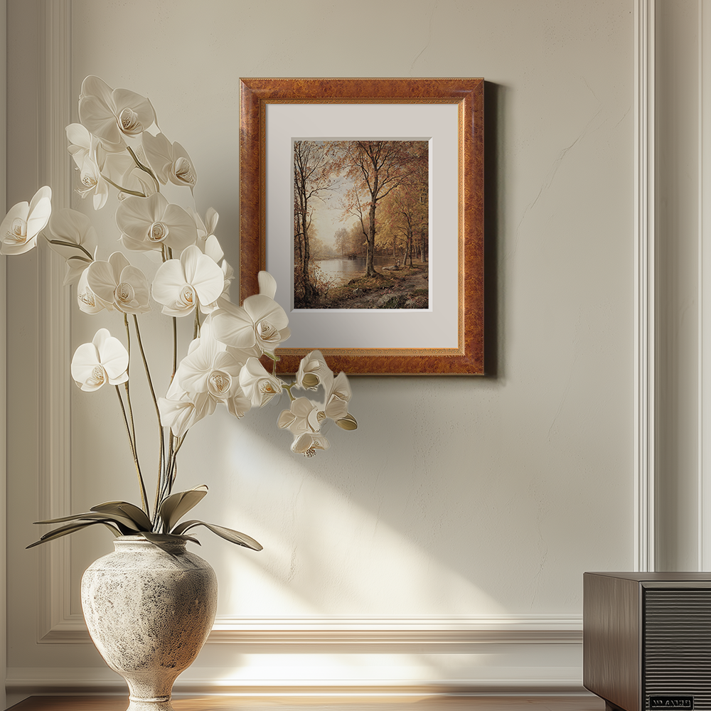 Misty Autumn Lakeside Reverie Watercolor Idyll