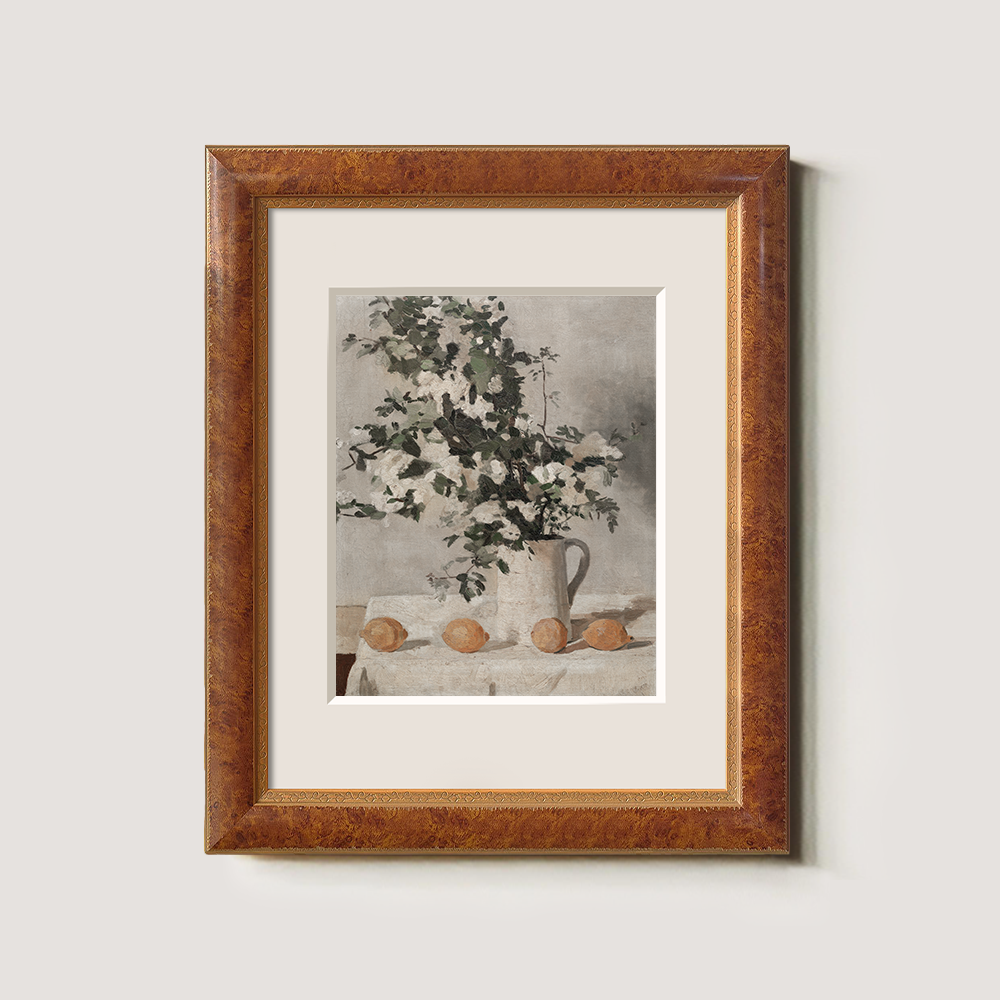 Ethereal White Flower Bouquet with Ripe Oranges