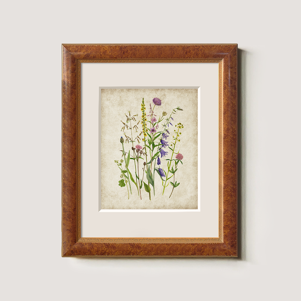 Serene Thistle Meadow Watercolor Bouquet