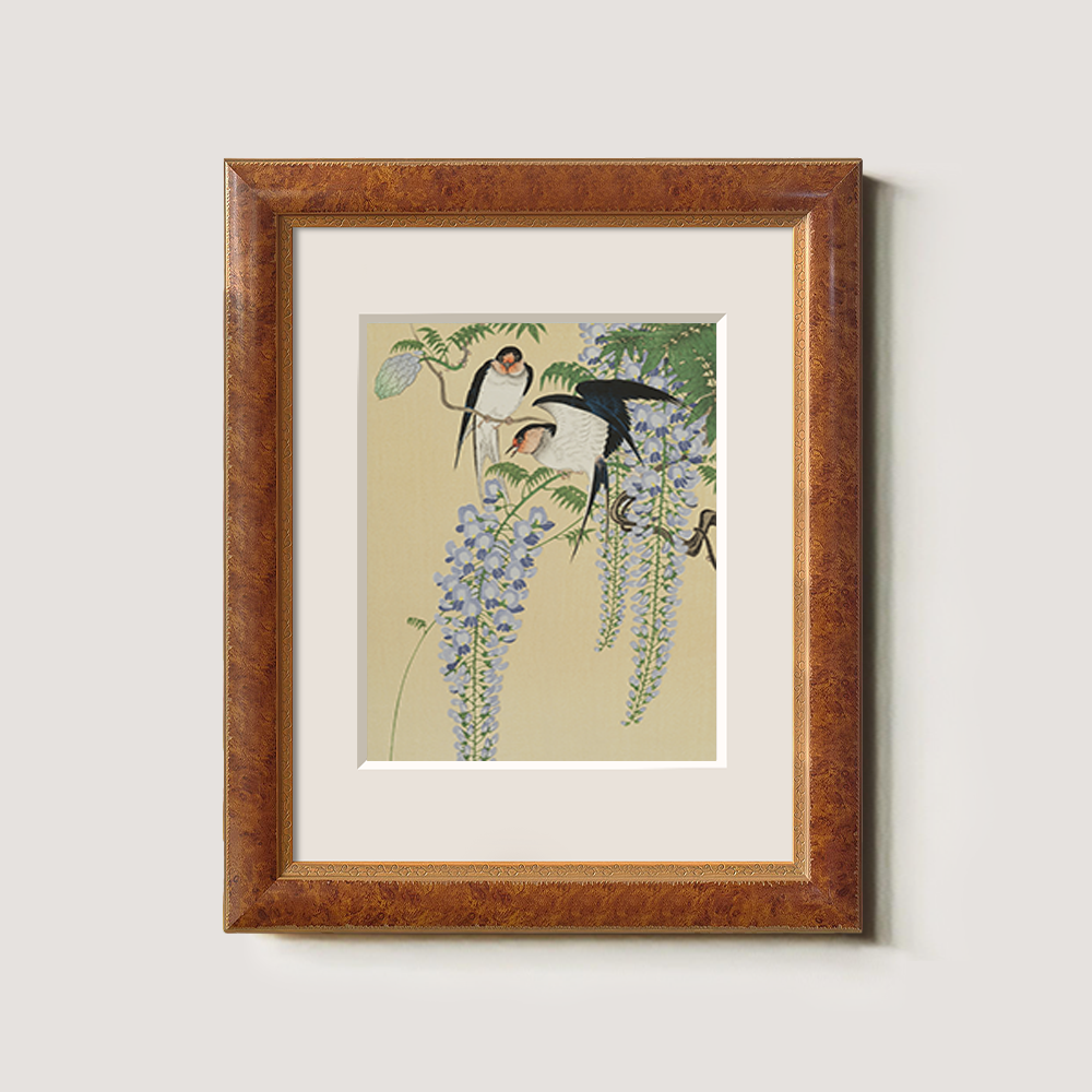 Swallows and Wisteria Trellis - Ukiyo-e Spring Scene