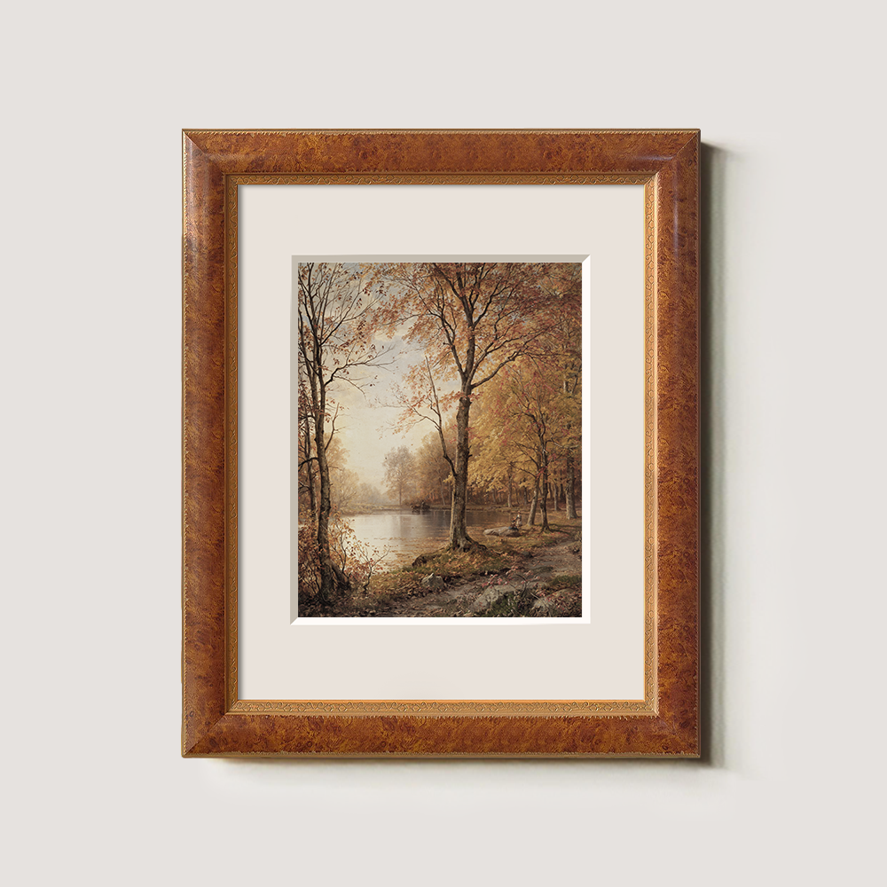 Misty Autumn Lakeside Reverie Watercolor Idyll