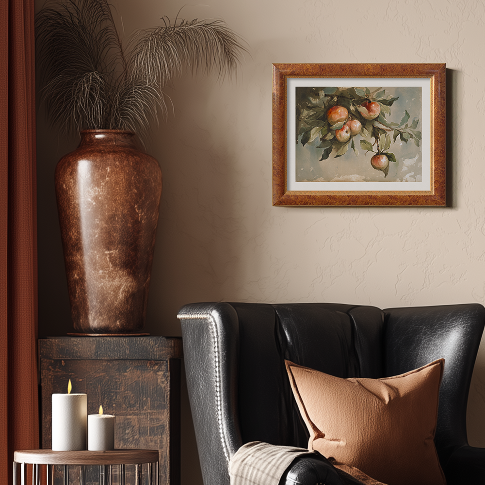 Sun-Ripened Peach Branch Watercolor Idyll