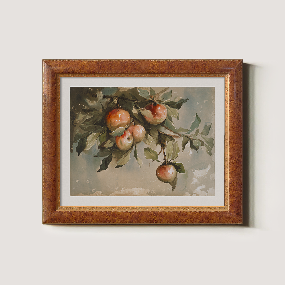 Sun-Ripened Peach Branch Watercolor Idyll