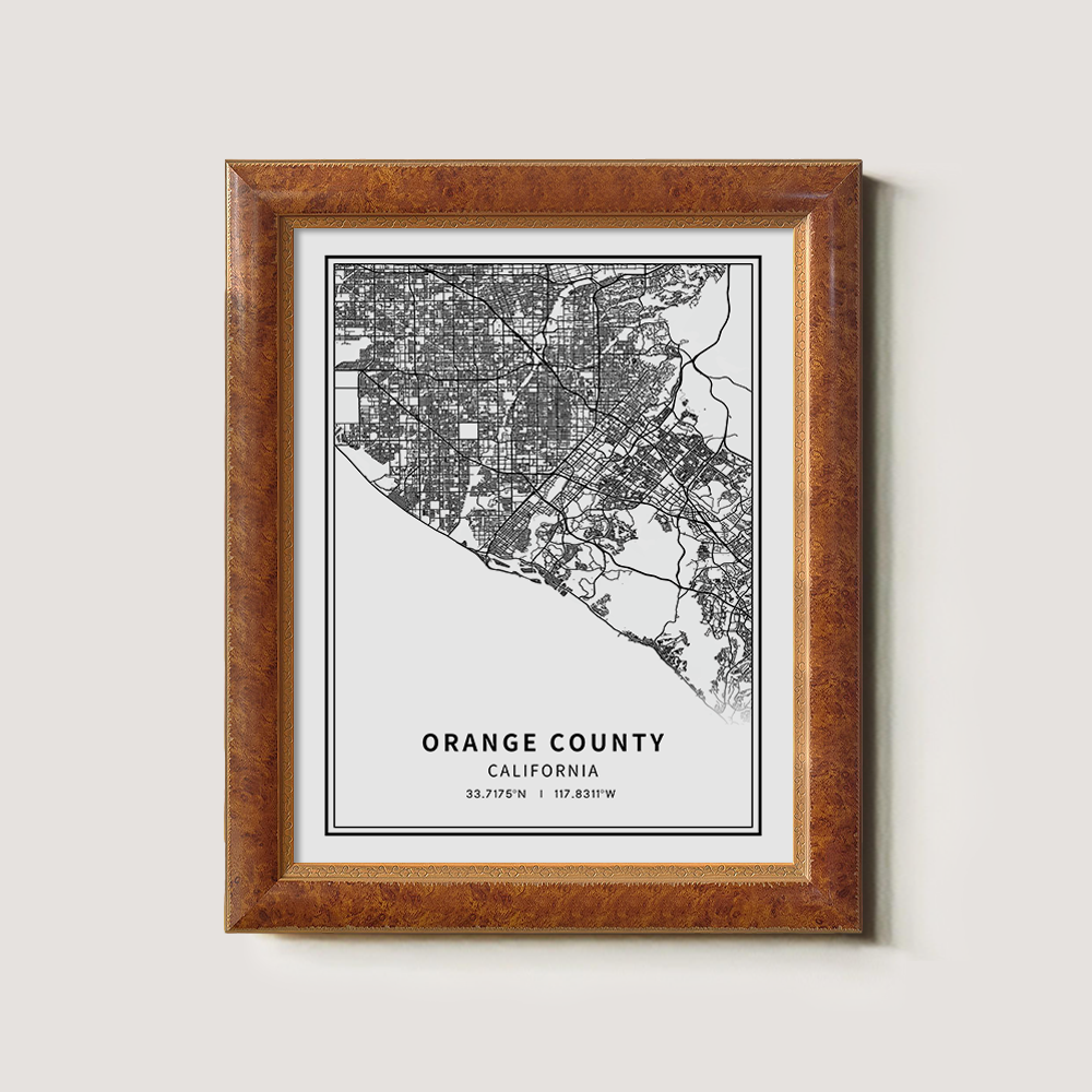 Minimalist Orange County Map Line Art Print