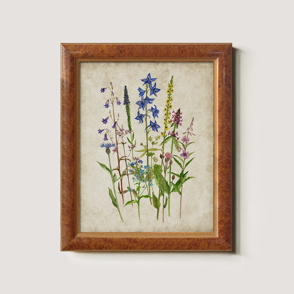 Ethereal Blue Spire Bouquet Watercolor Study