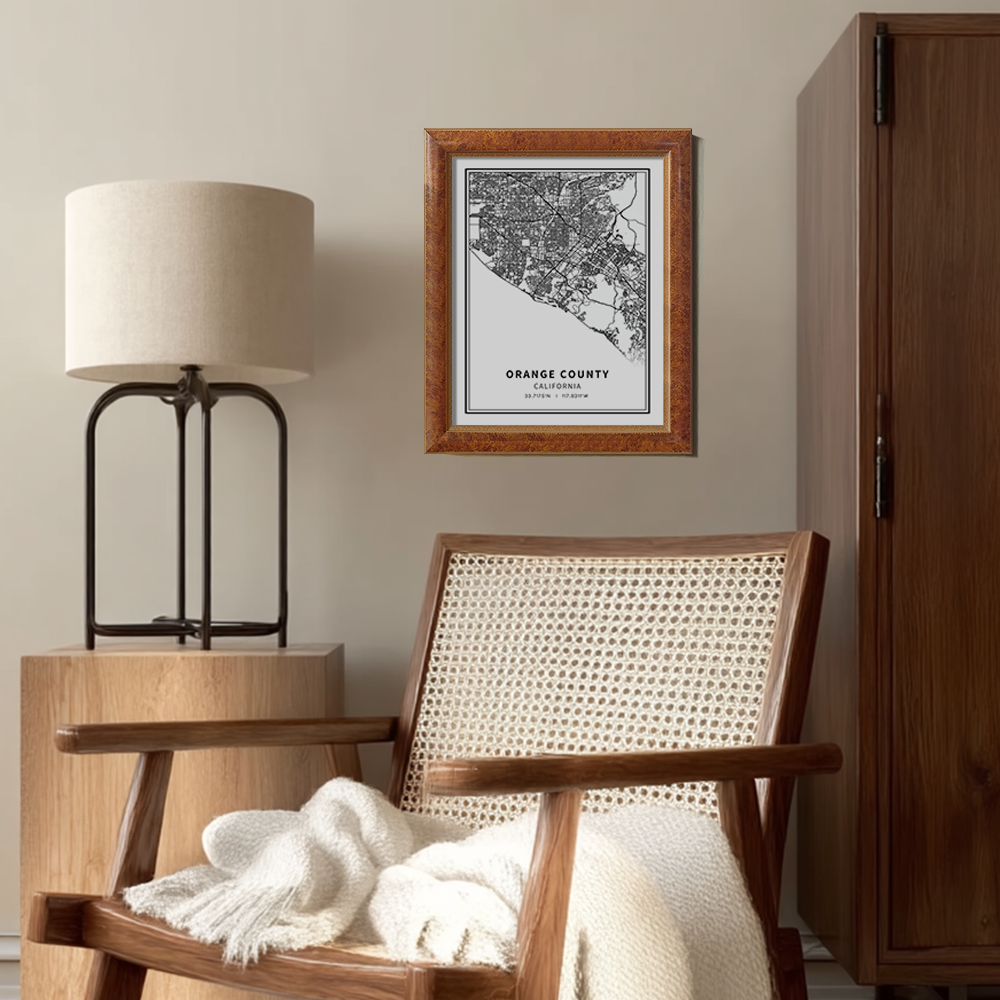 Minimalist Orange County Map Line Art Print