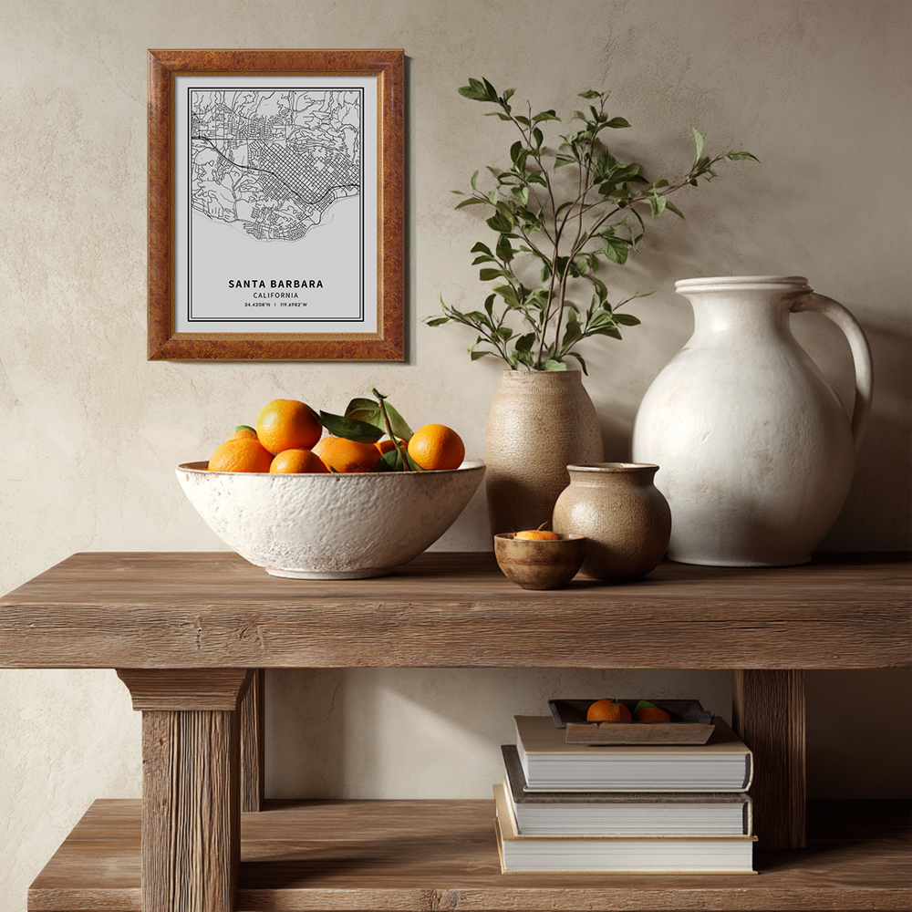 Minimalist Santa Barbara City Map Line Art Print