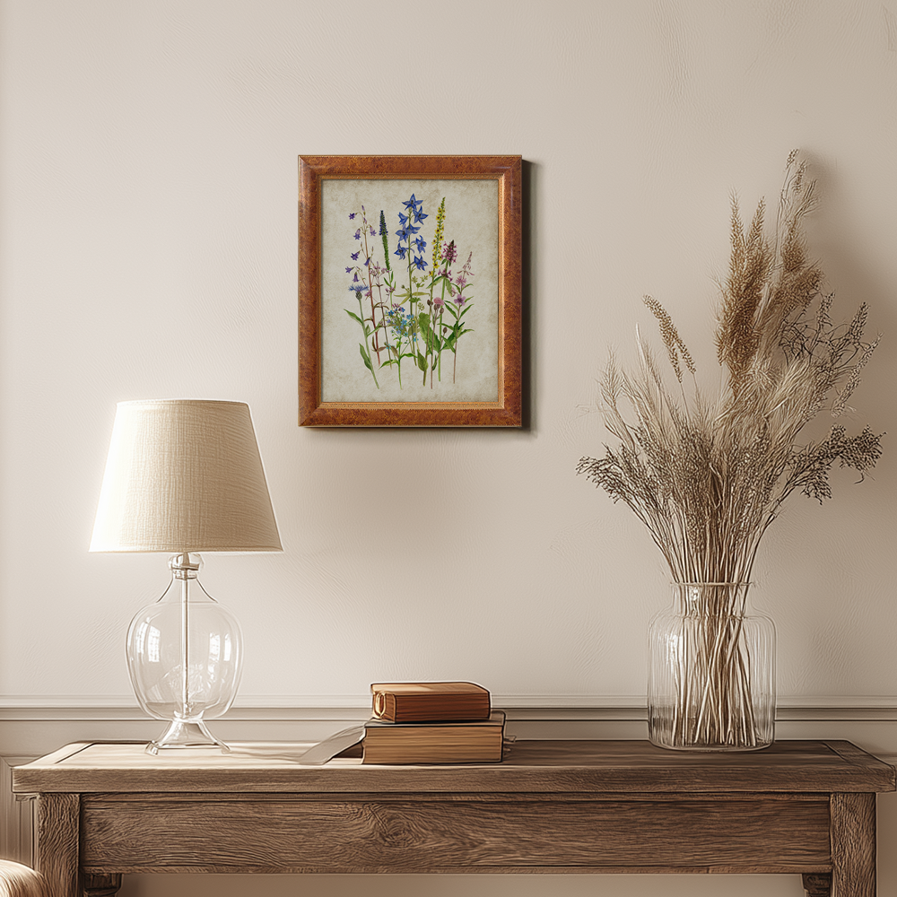 Ethereal Blue Spire Bouquet Watercolor Study